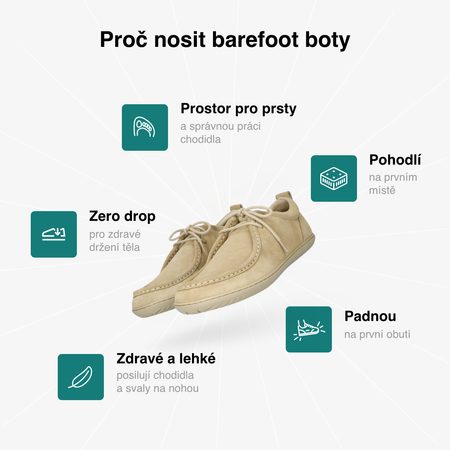 GROUNDIES® Cricket Beige Barefoot mokaszin