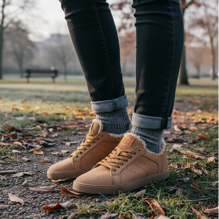 Dámské zateplené Barefoot Tenisky GROUNDIES® Universe Teddy Koňakové