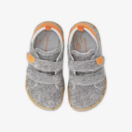 Dětské Barefoot Přezůvky GROUNDIES® Malmö Home Šedo Oranžové