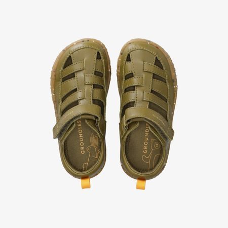 Dětské Barefoot Sandály GROUNDIES® Noto 2.0 Khaki Oranžové