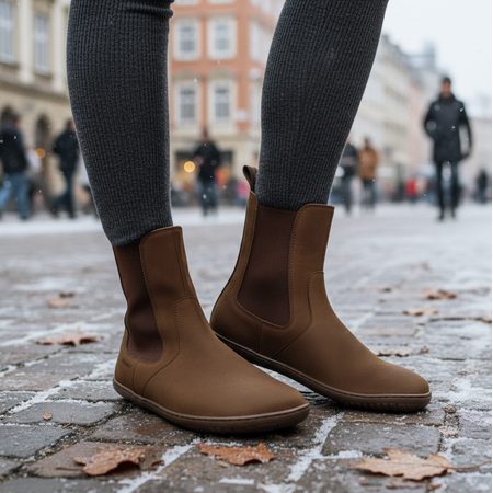 Dámské Barefoot+ Zateplené Chelsea GROUNDIES CAMDEN Čokoládové