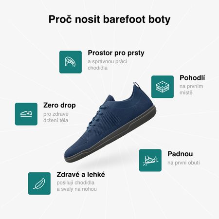 GROUNDIES® Active Knit Blue Barefoot sportcipő