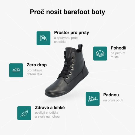 GROUNDIES® Salzburg Black női Barefoot csizma