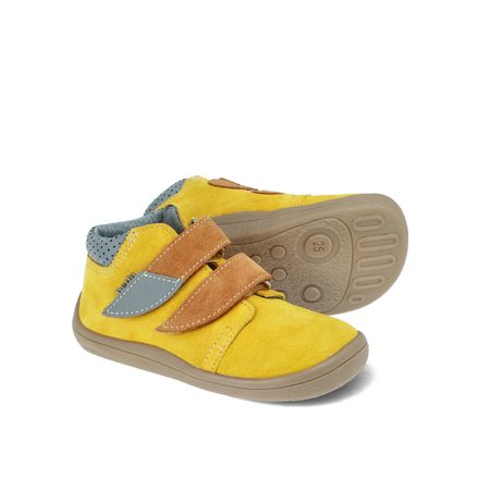 BEDA CELOROČNÍ VELUR MAURO Yellow - užší kotník | Dětské barefoot tenisky