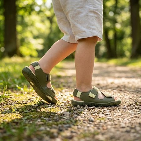 Dětské Barefoot Sandály GROUNDIES® Twig Khaki Žluté