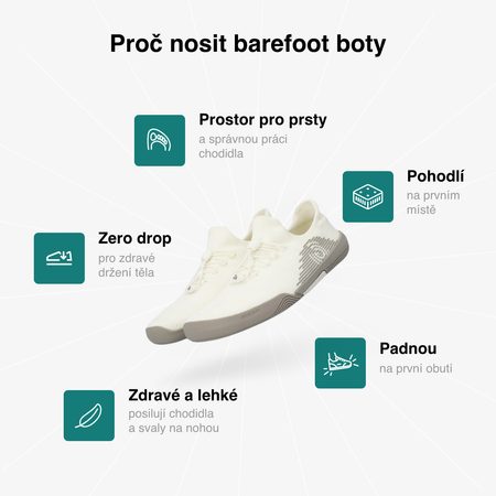 Barefoot Sport Cipő GROUNDIES® G-Pure Krémszínű