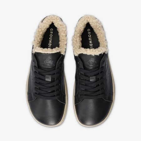 Dámské zateplené Barefoot Tenisky GROUNDIES® Universe Teddy Černé