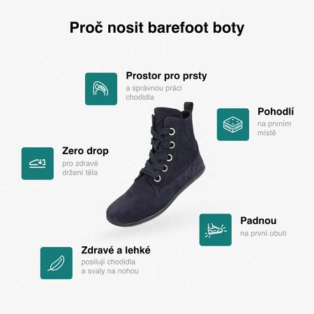 GROUNDIES® Salzburg Midnight Blue női Barefoot bokacsizma