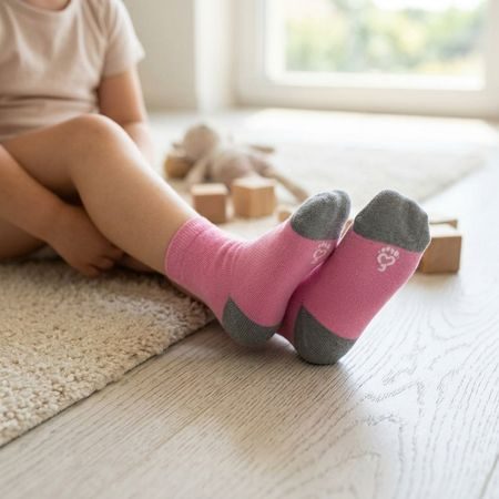 GYEREK MEZÍTLÁBAS BAREFOOT BAMBUSZ ZOKNI Rózsaszín ELŐNYÖS CSOMAG 5 DARAB