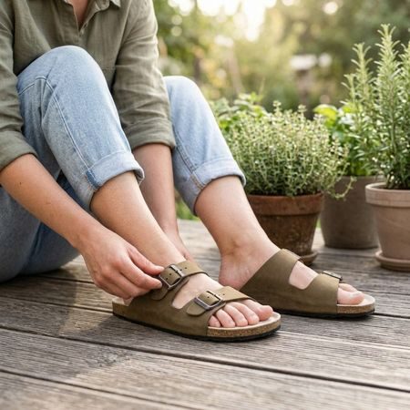 Barefoot papuče NATURAL BAREFOOT DONAU maslinaste
