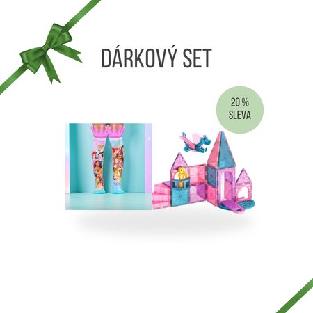 DĚTSKÝ DÁRKOVÝ SET PRO PRINCEZNU Magnetická stavebnice CASTLE 25 DÍLŮ a Podkolenky MADMIA