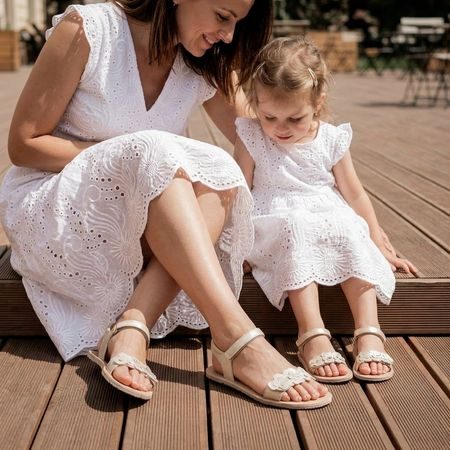 FRODDO SANDAL FLEXY FLOWER Gold Shine | Barefoot sandale