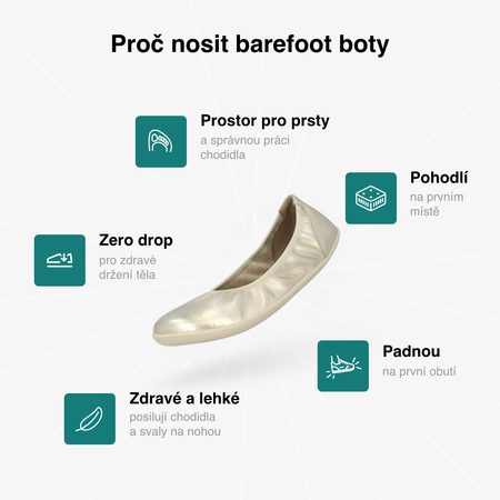 GROUNDIES® Lily 3.0 Metallic Champagne női Barefoot balerina