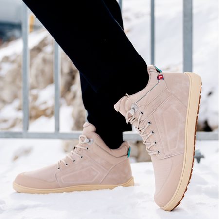 BE LENKA ZIMNÍ KOTNÍKOVÉ ArcticEdge - Beige | Zimní zateplené barefoot boty