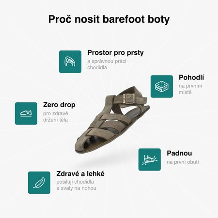 GROUNDIES® Catania Khaki Barefoot szandál