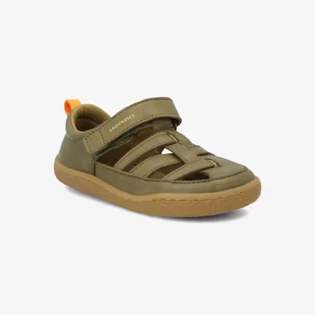 Dětské Barefoot Sandály GROUNDIES® Noto Khaki Oranžové