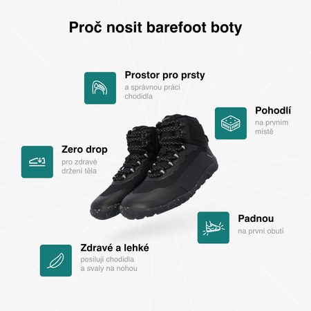 GROUNDIES® All Terrain High 2.0 Black Barefoot túracipő