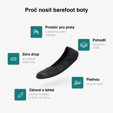 GROUNDIES® Lily 3.0+ Black női Barefoot+ balerina