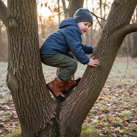 BABY BARE FEBO WINTER Brown Asfaltico | Dječje zimske podstavljene barefoot cipele