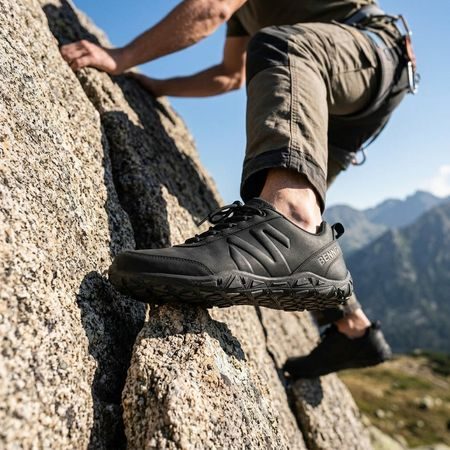 BENNON Barefoot kožené grafitově černé | Barefoot sportovní outdoorové boty
