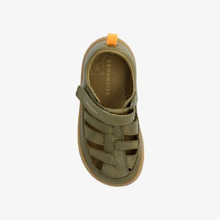 Dětské Barefoot Sandály GROUNDIES® Noto Khaki Oranžové