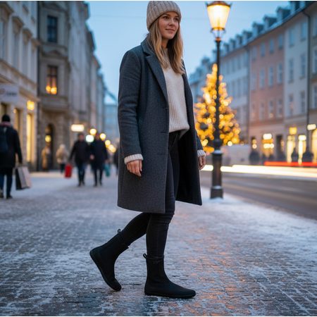 GROUNDIES® Camden Black Matte Ženski Barefoot Podloženi chelsea gležnarji