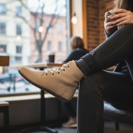 GROUNDIES® Salzburg Beige Ženske Barefoot Gležnjače