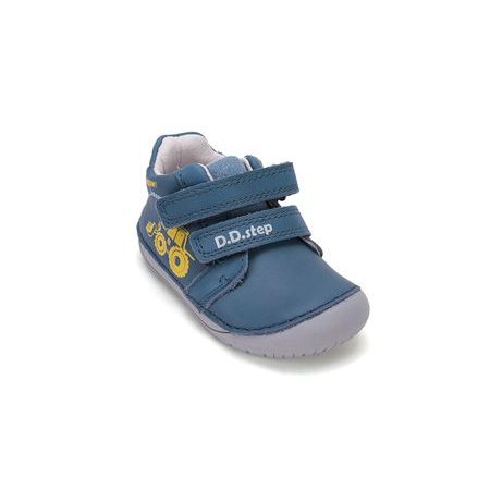 Dětské barefoot celoroční boty D.D.STEP S070-62964B modré traktor - pár bot