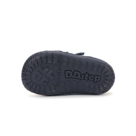 Dětské barefoot celoroční boty D.D.STEP S070-62594B modré dinosauři - ohebná podrážka