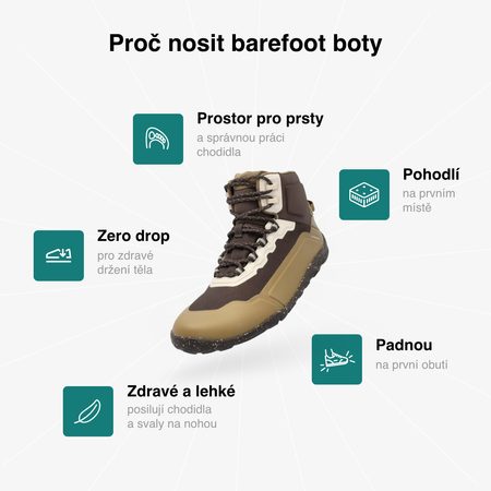 GROUNDIES® All Terrain High 2.0 Walnut/Brown Barefoot túracipő