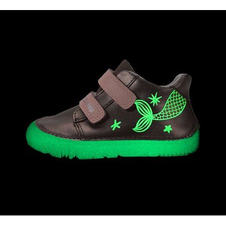 Dětské barefoot celoroční boty D.D.STEP S073-62321 svítící mořská panna - podrážka svítící ve tmě