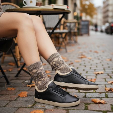 Dámské zateplené Barefoot Tenisky GROUNDIES® Universe Teddy Černé