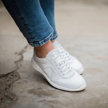 GROUNDIES® New Port Bílé | Barefoot tenisky