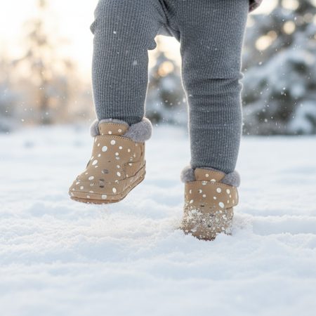 FRODDO ZIMSKE PAPUČICE FURRY WALKERS Gold+ | Dječje prve toplinske barefoot cipele