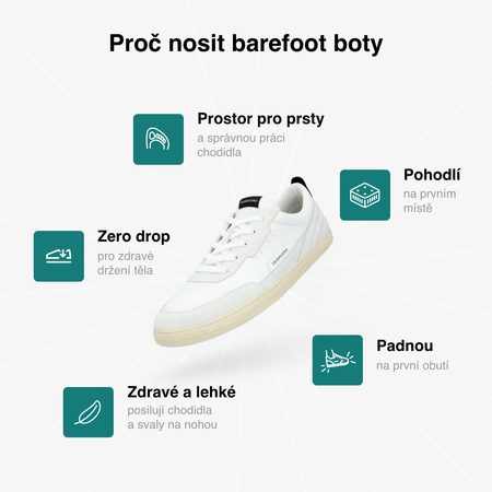 GROUNDIES® Zurich White/Black Barefoot sportcipő