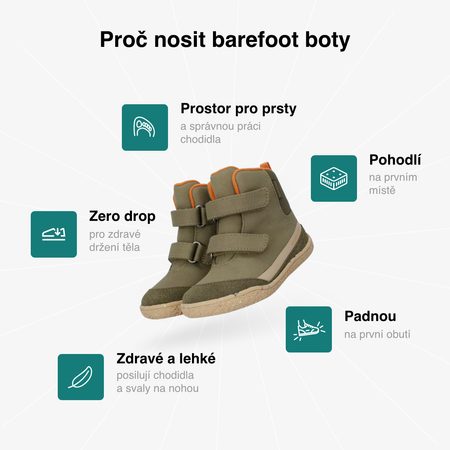 GROUNDIES® Ottawa Khaki/Orange Детски Barefoot Топли Глезенни Обувки