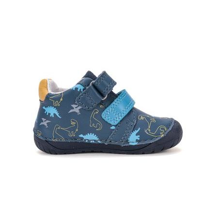 Dětské barefoot celoroční boty D.D.STEP S070-62594B modré dinosauři - detail suchých zipů