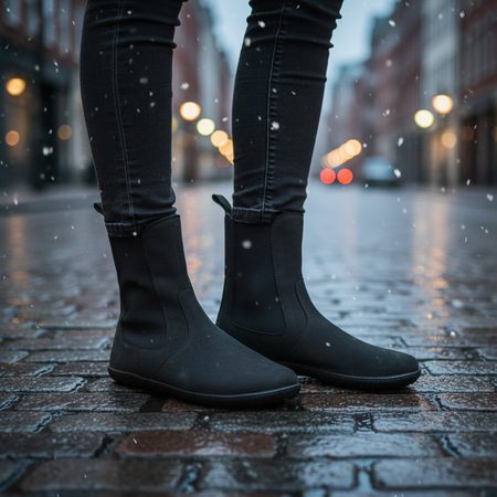 Dámské Barefoot Zateplené Chelsea GROUNDIES CAMDEN Černé Matné