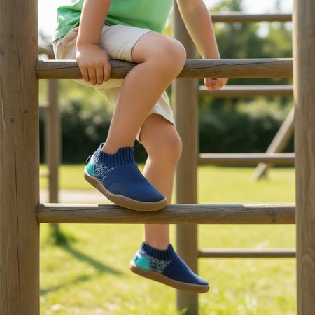 GROUNDIES® Nara Kids Navy/Pool Blue Детски Barefoot Slip-On Спортни Обувки