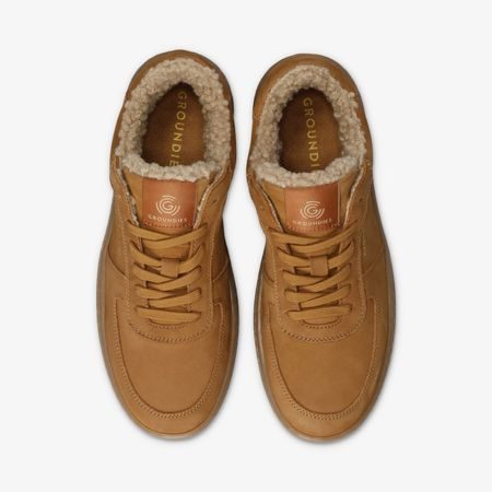 Dámské Barefoot Zateplené Tenisky GROUNDIES® HAMPTONS TEDDY 2.0 REGULAR Koňakové