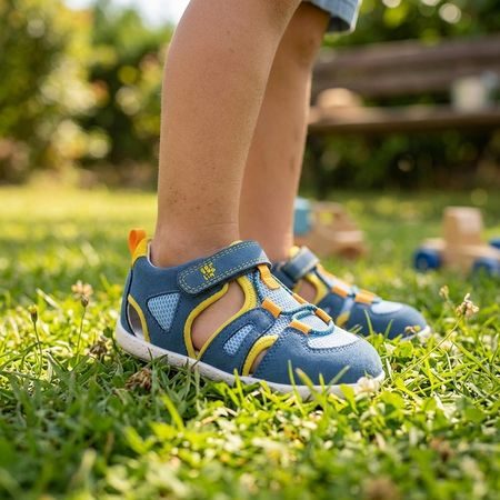 GARVALÍN SANDÁLY SPORT Blue/Yellow | Dětské barefoot sandály 1