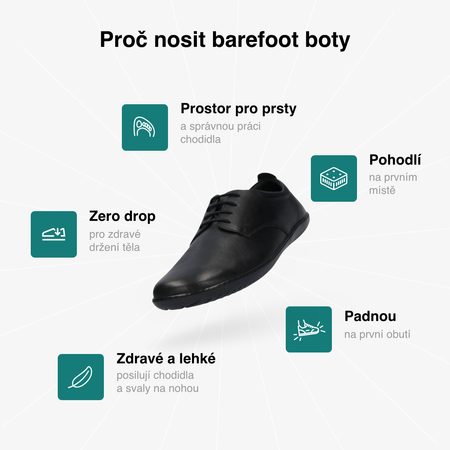 GROUNDIES® Palermo+ Black Barefoot+ félcipő