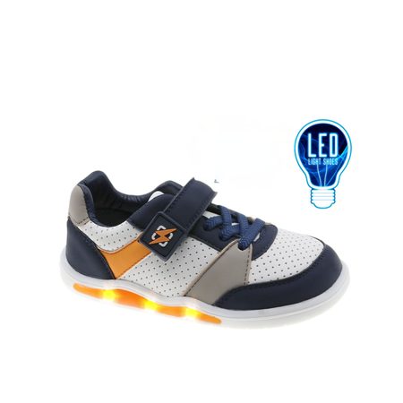 BEPPI SAPATO INFANTI Bílo Modré | Dětské barefoot svítící tenisky