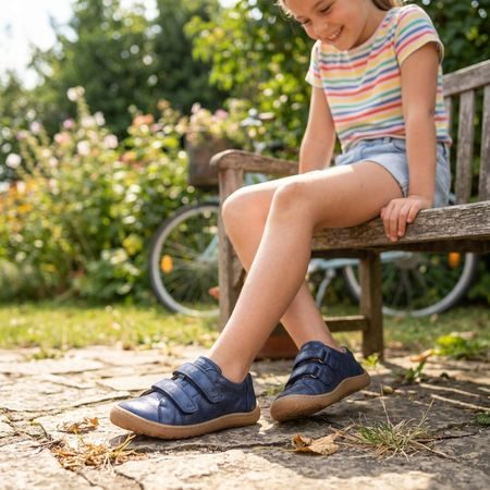 FRODDO TENISICE BAZE LEATHER D-VELCRO Blue+ | Dječje barefoot tenisice