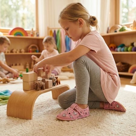 Dječje Barefoot Papuče RAYVE SLIPPERS ružičaste cat