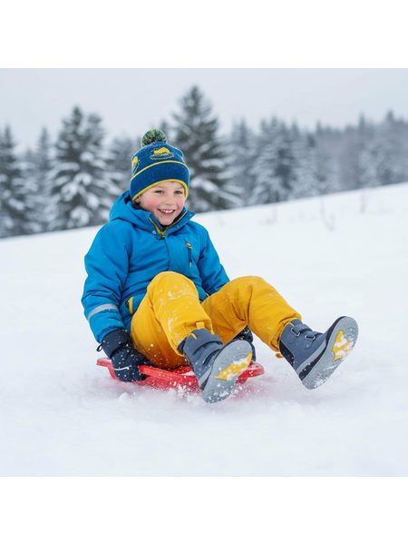 Dětské Barefoot Zateplené Kotníkové Boty GROUNDIES® Ottawa Modro Žluté