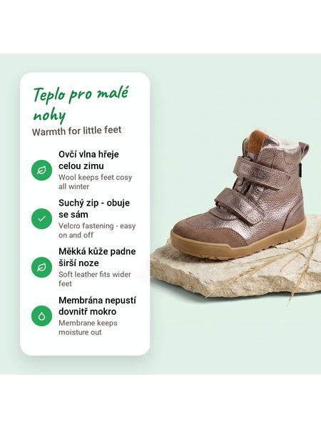 Bottes d'hiver barefoot enfant RAYVE LAHTI rose doré