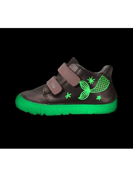 Dětské barefoot celoroční boty D.D.STEP S073-62321 svítící mořská panna - podrážka svítící ve tmě