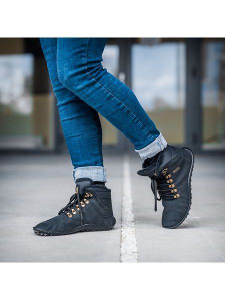 LEGUANO HUSKY Black | Kotníčkové zateplené barefoot boty