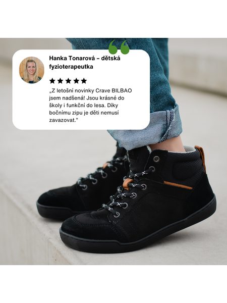 CRAVE BILBAO Black | Kotníkové barefoot boty
